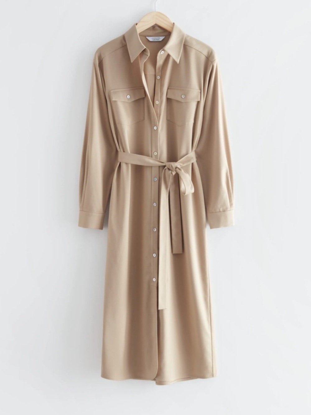 Aritzia & Other Stories Beige Shirt Midi Dress